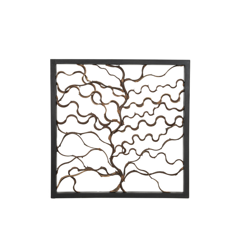 World Menagerie Square Bauhinia Branches and Teak Wood Wall Décor Wayfair